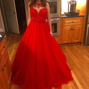 Size 4 Sherri Hill Red Gown